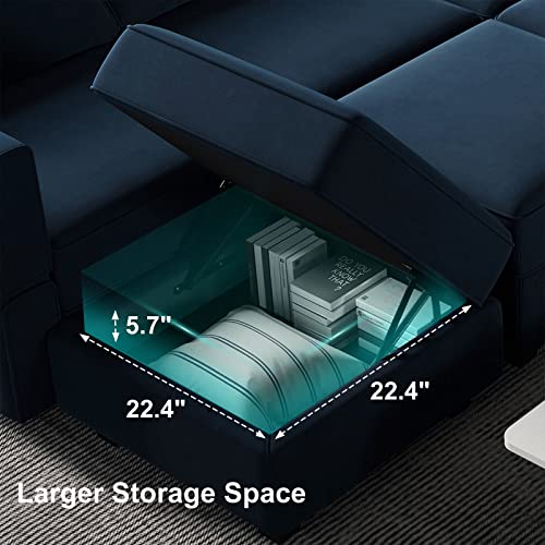 Modular Velvet Sectional Sofa with Chaise Lounge and Storage X4138
