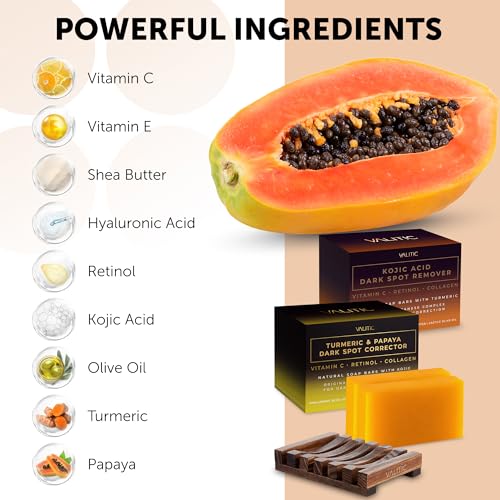 Papaya and Turmeric Kojic Acid Soap Bar for Dark Spots, 2 Pack Z1933