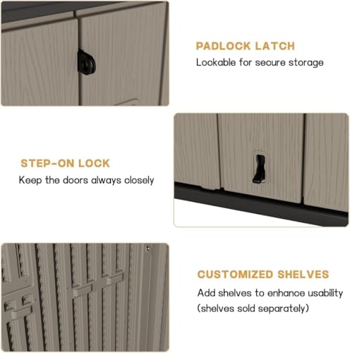 Outdoor Vertical Storage Shed, 57 Cu.ft, Waterproof, Lockable, Brown G868262