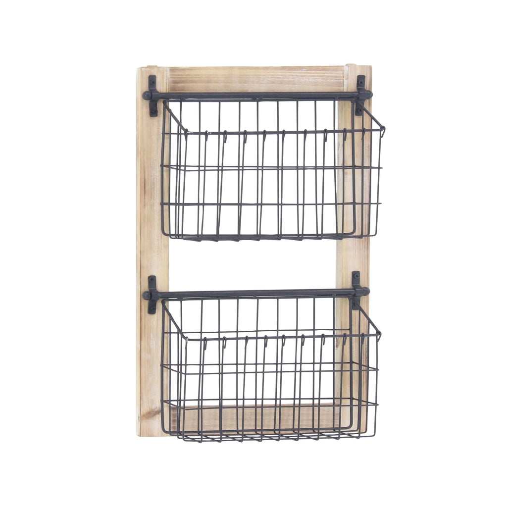 22" Black Metal 2 Slots Magazine Rack Holder O964
