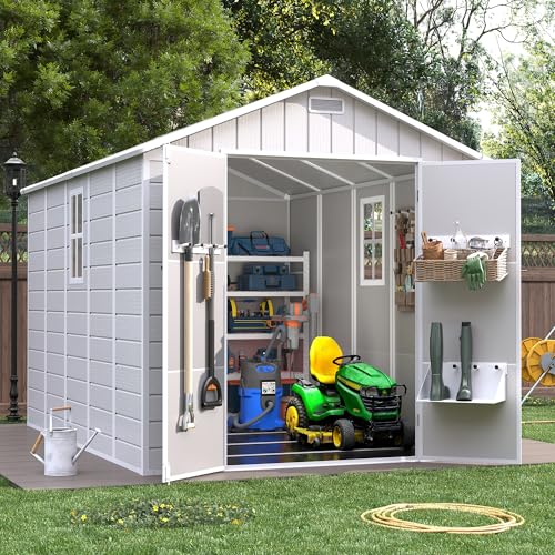 Outdoor Storage Shed with Floor, Lockable Door & Window, Waterproof Tool Shed M47080
