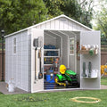 Outdoor Storage Shed with Floor, Lockable Door & Window, Waterproof Tool Shed M47080