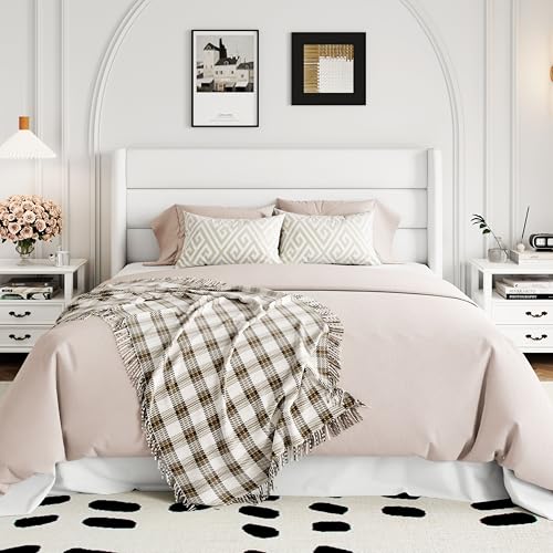 Full Size Lift Up Storage Bed with Wingback Headboard, Hydraulic Support, Light Beige P736605