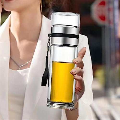 Glass Tea Infuser Bottle Double Wall 15oz with Strainer R70713