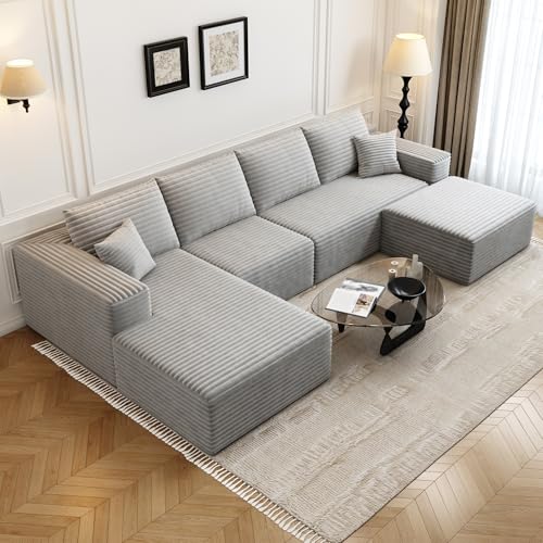 Modular Sectional Sofa with Ottoman, U-Shaped Deep Seat Couch for Living Room O870