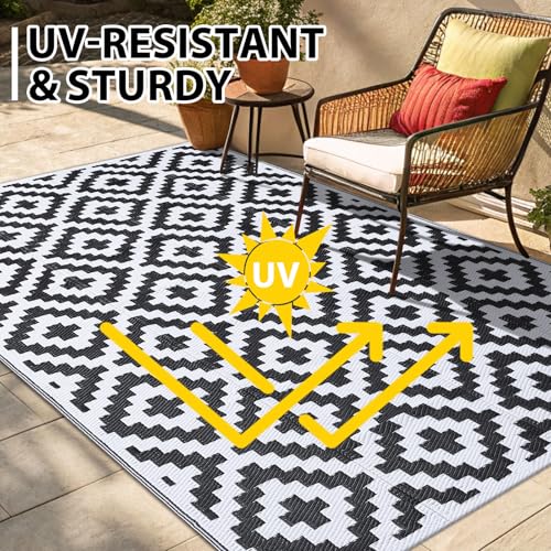 Waterproof Outdoor Rug 5x8 ft, Reversible Plastic Straw Patio Mat Z2613
