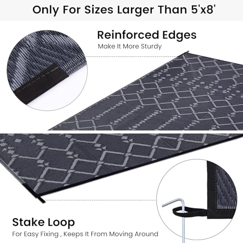 Waterproof Outdoor Rug 5x8 ft, Reversible Plastic Straw Patio Mat Z2613