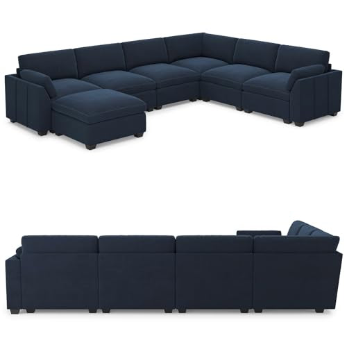 Extra Large Modular Sectional Sofa, 4-Seater L Shaped Couch, Velvet Convertible for Living Room L139