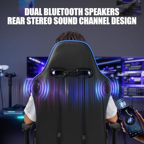 Gaming Chair with Speakers, Recliner with Footrest, Height Adjustable I3670