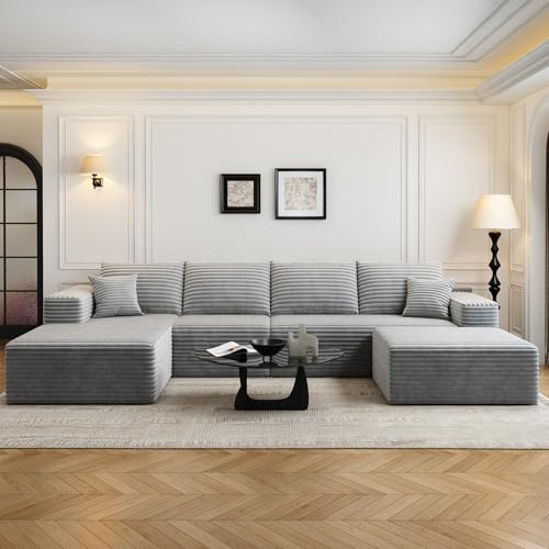 Modular Sectional Sofa with Ottoman, U-Shaped Deep Seat Couch for Living Room O870