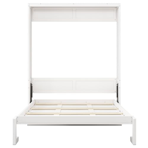 Murphy Bed with Desk Combo, Foldable Wall Bed for Guest Room, White T636394
