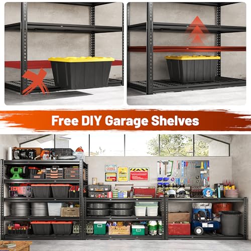 48" W Garage Shelving, Heavy Duty Adjustable Metal Storage Shelves N492