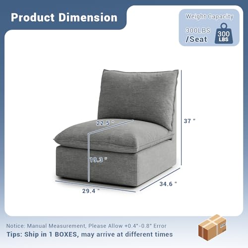 Modular Sectional Sofa, Waterproof Down Filled, Dark Gray C7587