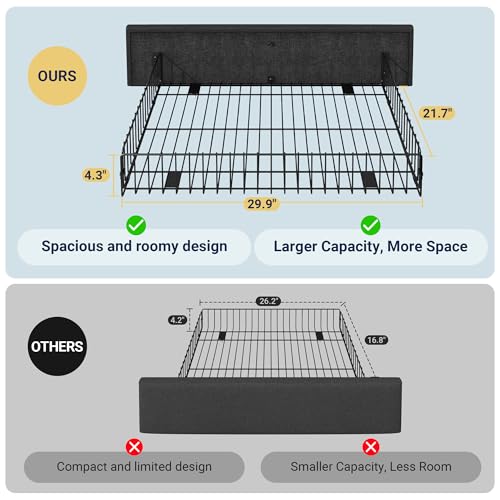 Upholstered Queen Platform Bed Frame with 4 Storage Drawers and Headboard G724955