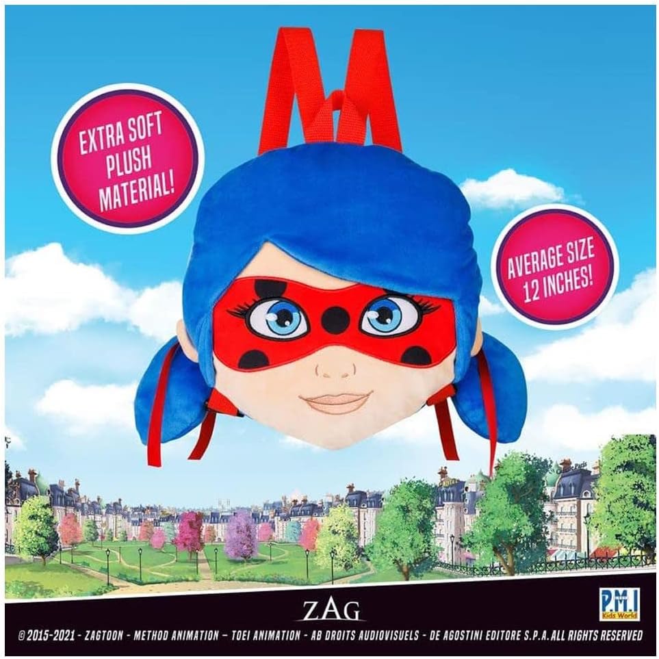 Miraculous Ladybug Plush School Backpack, 12-Inch Collectible T500