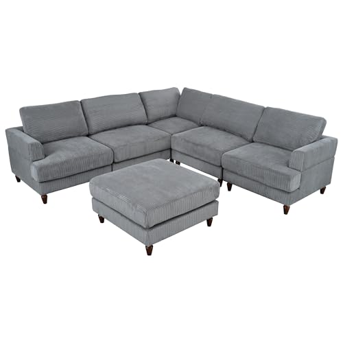 Modular Sectional Sofa with Ottoman, U-Shaped Lounge Couch H930