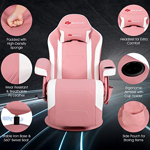 Massage Gaming Chair with Adjustable Backrest and Footrest G669073