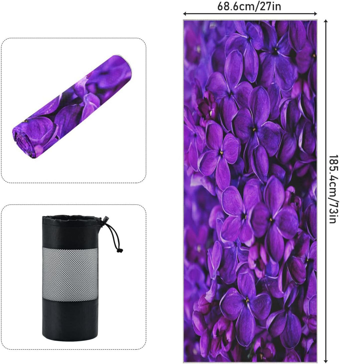 Non Slip Sweat Absorbent Yoga Mat Towel with Storage Bag E4212