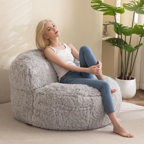 Giant Faux Fur Bean Bag Chair for Adults with Filler T74545