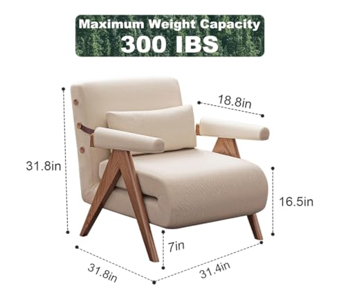 Convertible Sofa Bed Chair, 3-in-1 Sleeper Chair with Adjustable Backrest Q50542