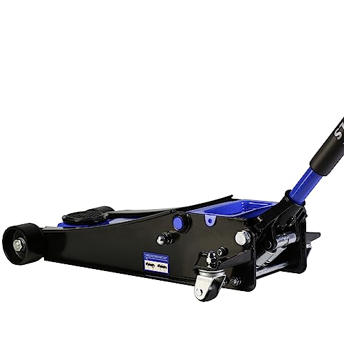 Heavy Duty Hydraulic Floor Jack, Low Profile Steel Racing Jack, 2 Ton Capacity, Blue H1350