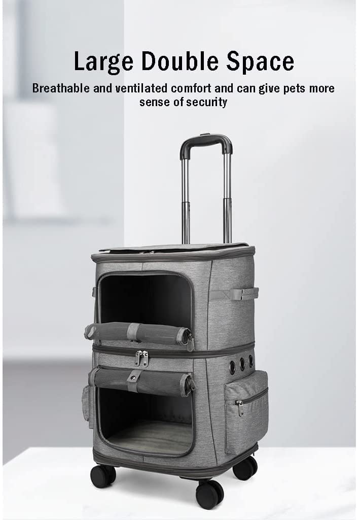Double-Layer Pet Stroller for Two Cats or Small Dogs W2666