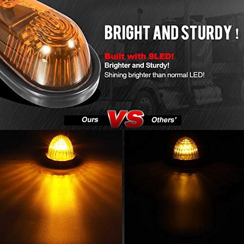 Amber Teardrop Cab Light 9LED 5pcs with Wiring for Trucks, Vans, Pickups, and RVs Z19053