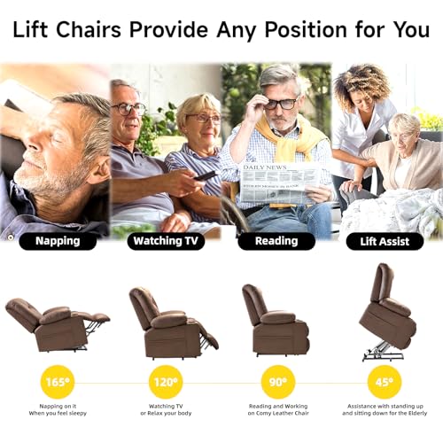 Power Lift Recliner Chair for Elderly with Heat and Massage, Adjustable Positions, Dark Brown P618617