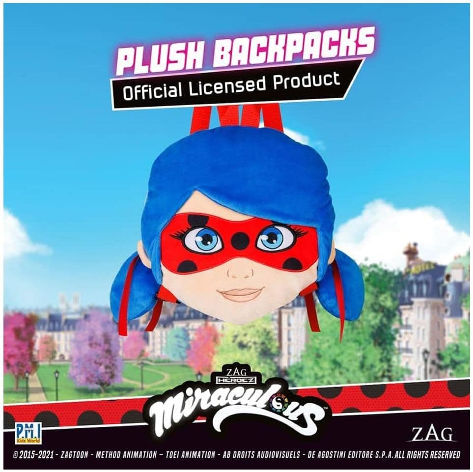 Miraculous Ladybug Plush School Backpack, 12-Inch Collectible T500