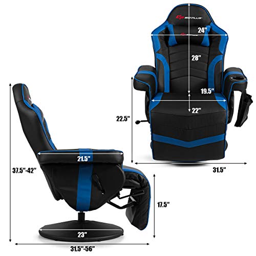Massage Gaming Chair with Adjustable Backrest and Footrest G669073