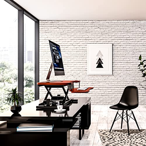 Electric Standing Desk Converter, Height Adjustable Sit to Stand Riser, Dual Monitor Workstation, Black Z74939