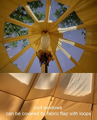 5M Star Gazer Bell Tent 4 Season Waterproof Cotton Canvas Glamping Yurt with Stove Jack Hole and Roof Windows for 6-8 Persons T8921