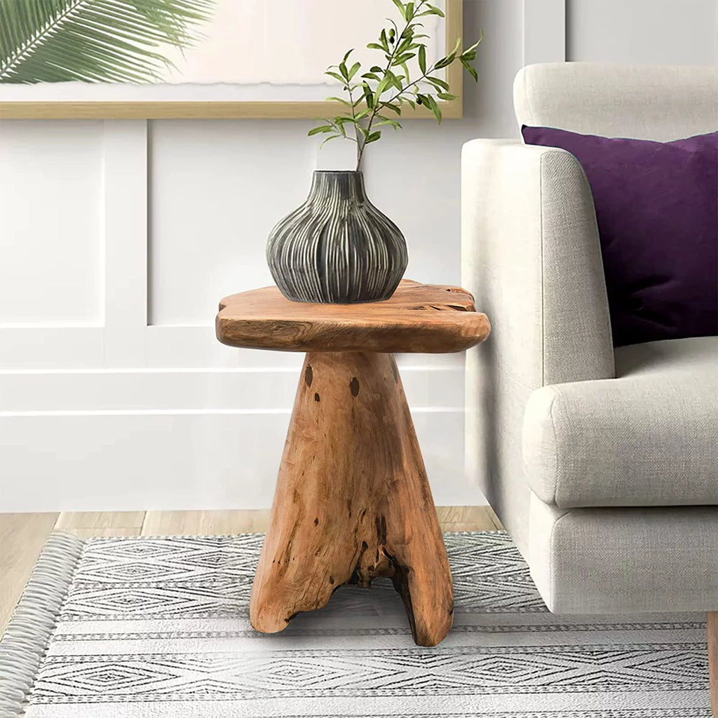 Irregular Tree Stump End Table Plant Stand Solid Cedar Wood K73661