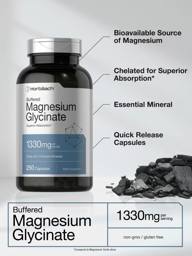 Magnesium Glycinate 1330mg, 250 Capsules G319
