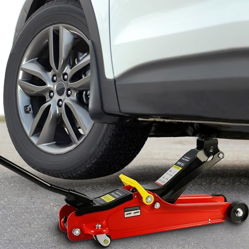 Heavy Duty Hydraulic Floor Jack, Low Profile Steel Racing Jack, 2 Ton Capacity, Blue H1350