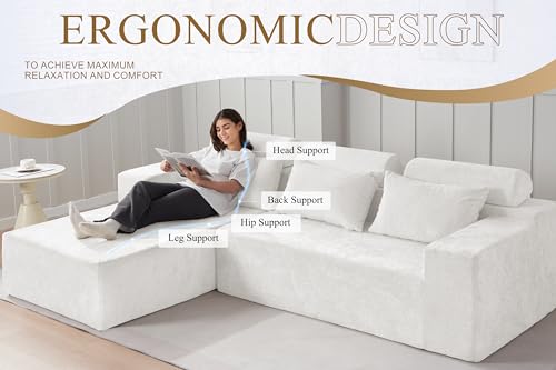 L-Shape Modular Sectional Sofa with Deep Seat, No Assembly Required C597556