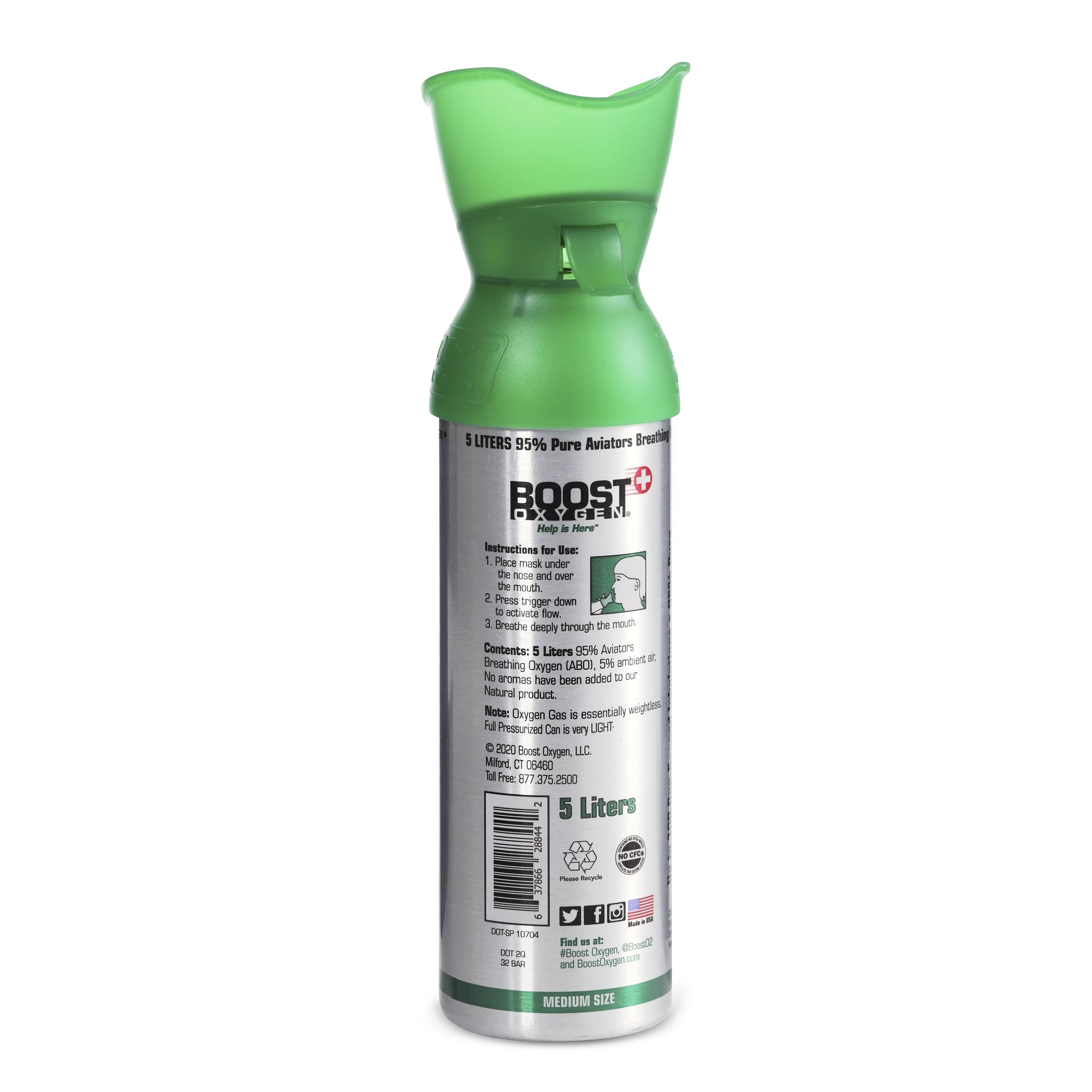 Natural Portable 5 Liter Pure Oxygen Canister, Flavorless (2 Pack) A926502