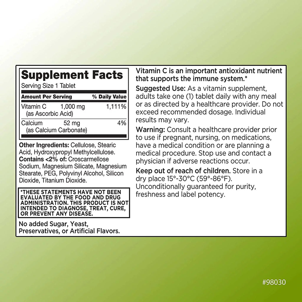 Vitamin C 1000mg Immune Support Tablets, 100 Count H823