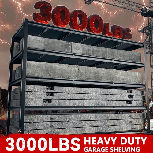 60" W Garage Shelving, 5-Tier Heavy Duty Metal Storage Shelves B8137