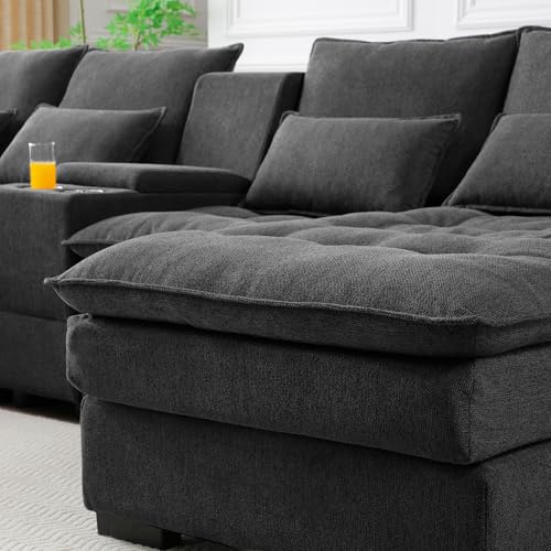 Modular Sectional Sofa with Ottoman, U-Shaped Lounge Couch H930