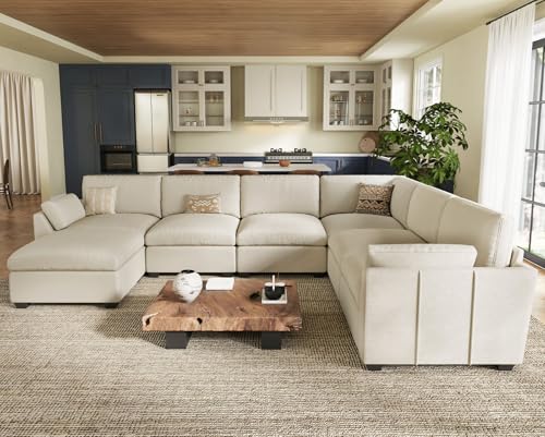 Extra Large Modular Sectional Sofa, 4-Seater L Shaped Couch, Velvet Convertible for Living Room L139