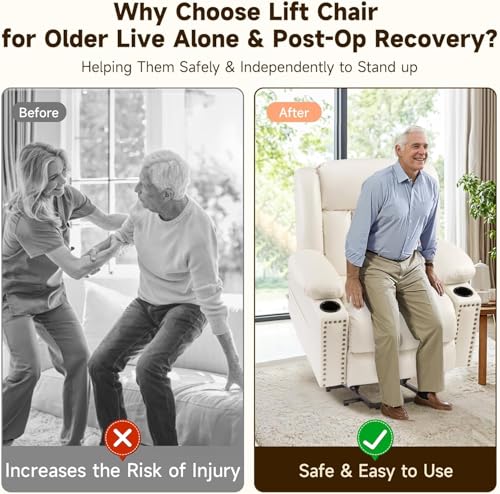 Power Lift Recliner Chair for Elderly with Heat and Massage, Adjustable Positions, Dark Brown P618617
