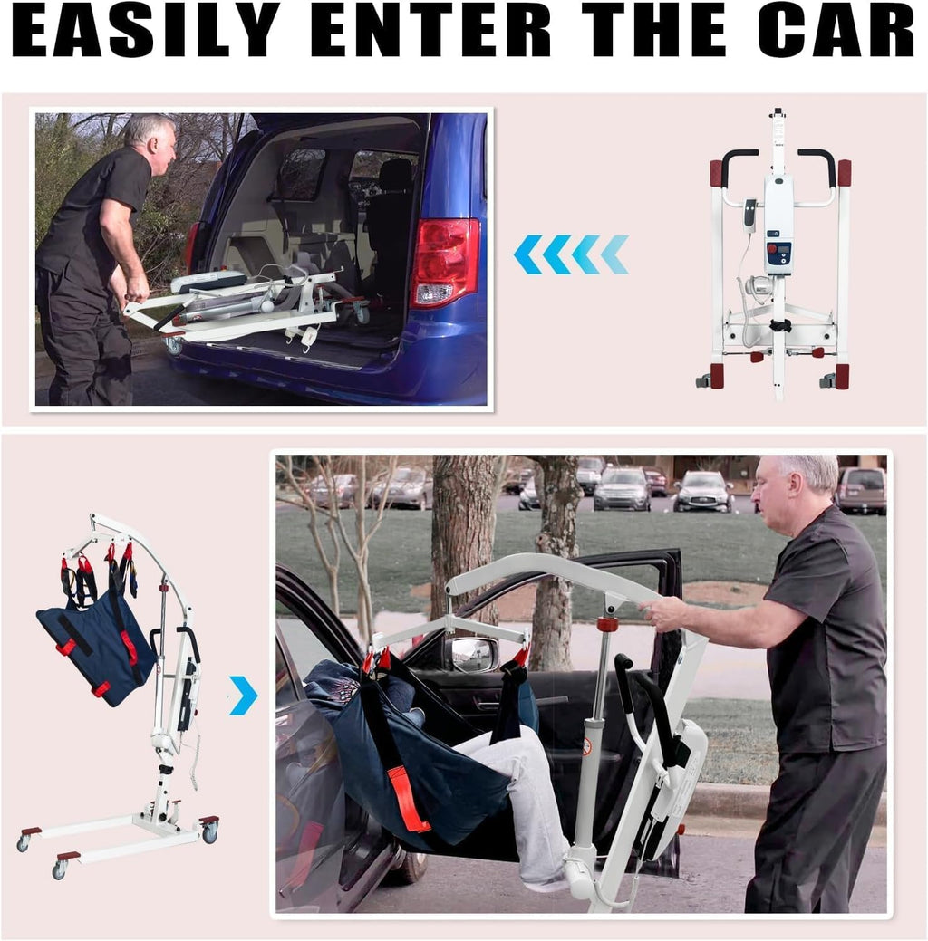 Foldable Electric Patient Transfer Lift with 2 Slings, 500 lbs Capacity J456850