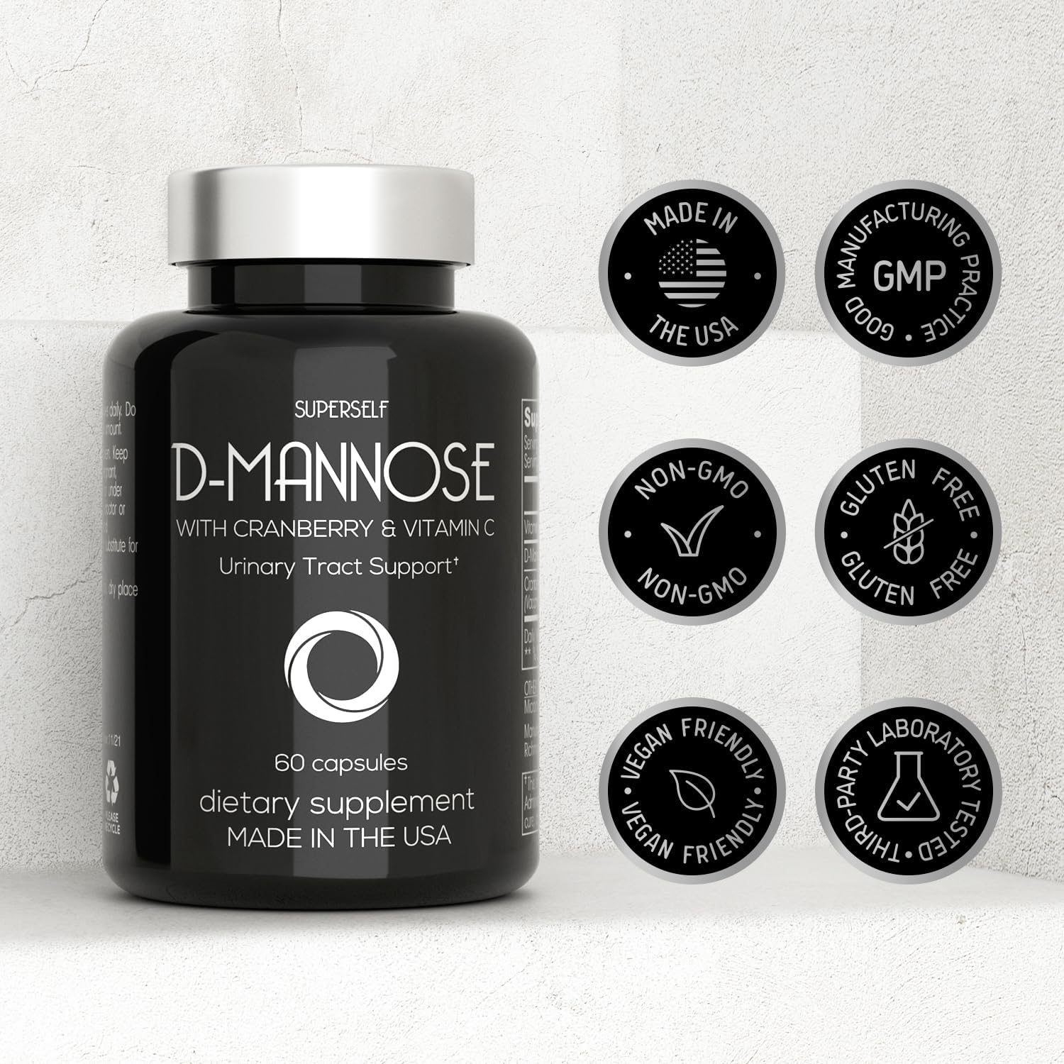 D-Mannose 1000mg Capsules with Cranberry Extract and Vitamin C for Urinary Tract Health S19843