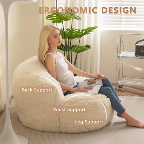 Giant Faux Fur Bean Bag Chair for Adults with Filler T74545