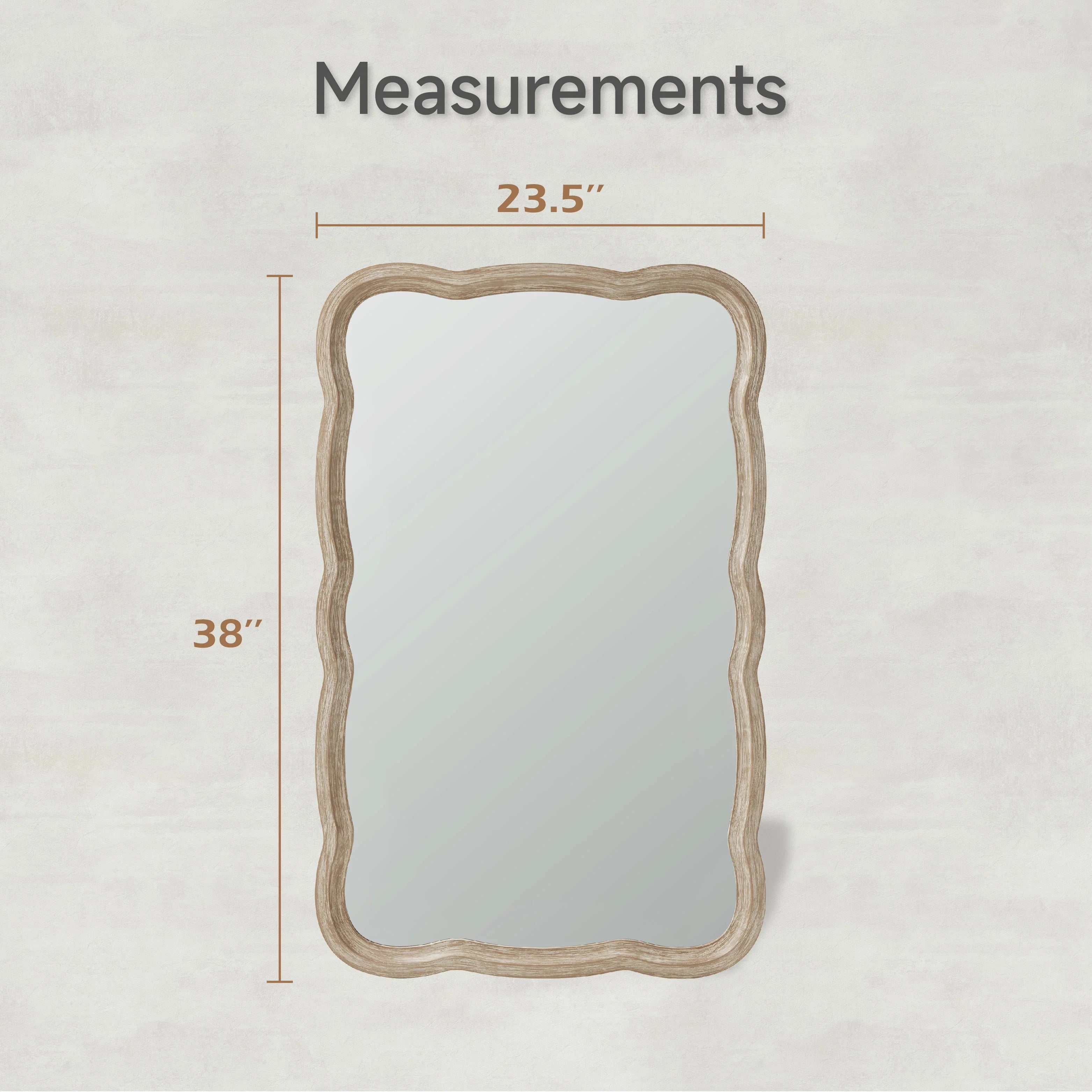 Curved Wood Frame Accent Mirror, Farmhouse French Country Wall Mirror, Rectangle 23.5" x 38" D47892
