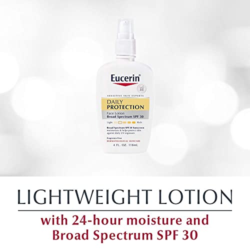 Daily Protection Face Lotion SPF 30 Sunscreen for Sensitive Dry Skin, Fragrance Free, 4 Fl Oz Z648318
