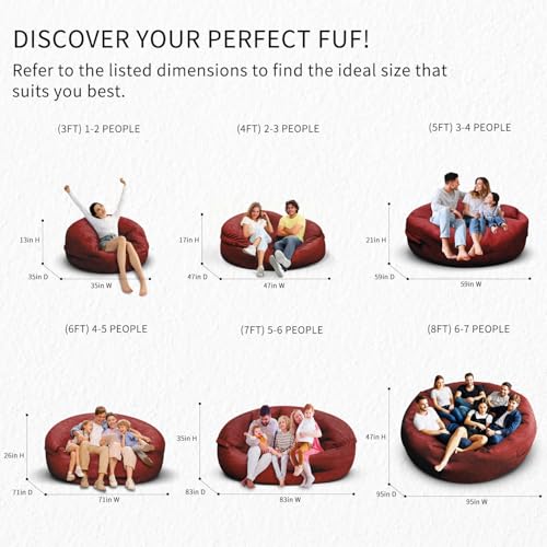 Bean Bag Chair for Adults 3FT, Soft Removable Cover, Light Gray X3039