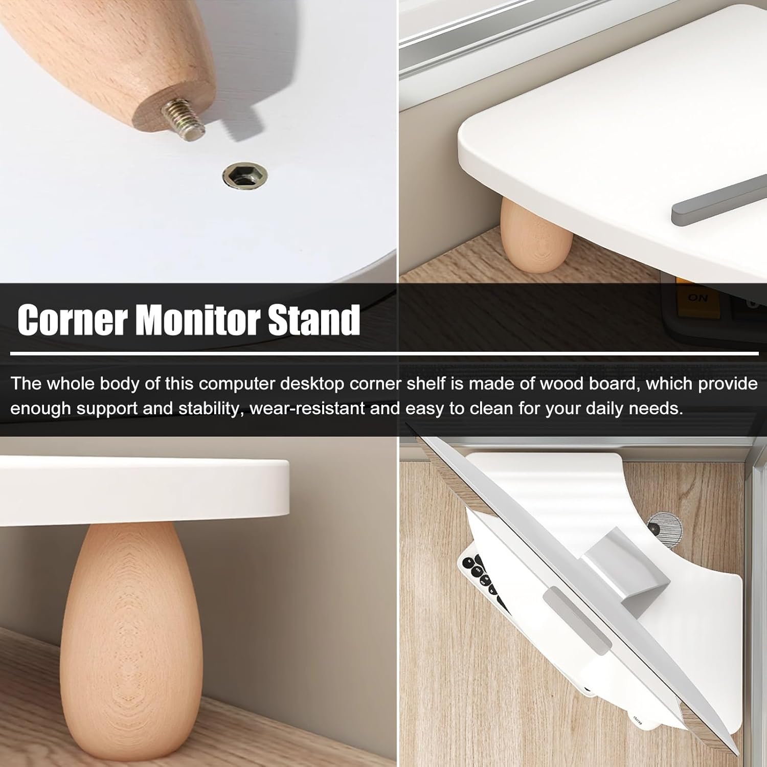 Corner Monitor Stand with Wood Desk Storage Organizer D168610