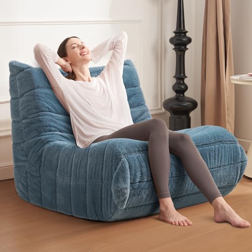 Bean Bag Chair for Adults with Memory Foam, Black Plush X409228